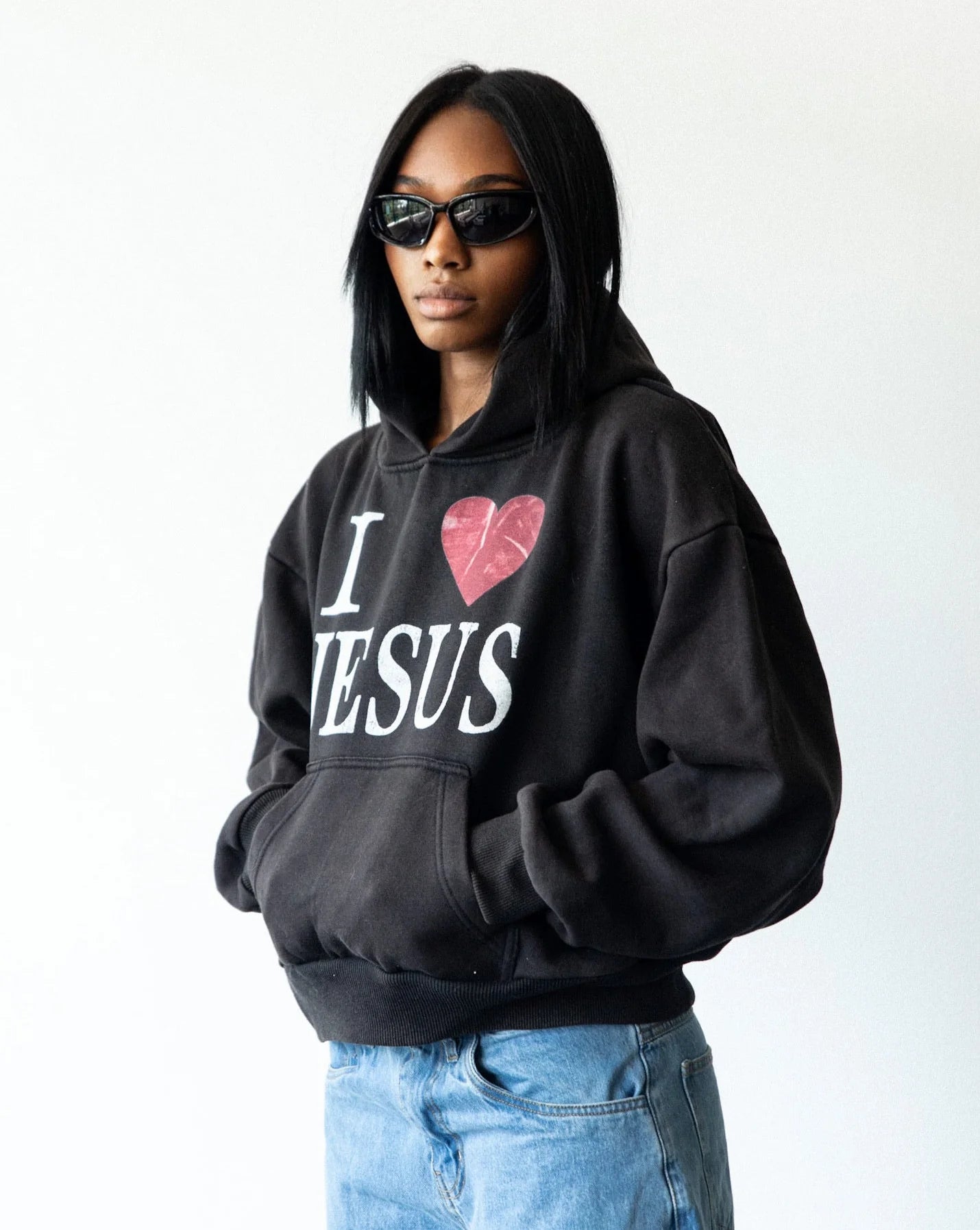 "I LOVE JESUS" SUN-FADED HOODIE