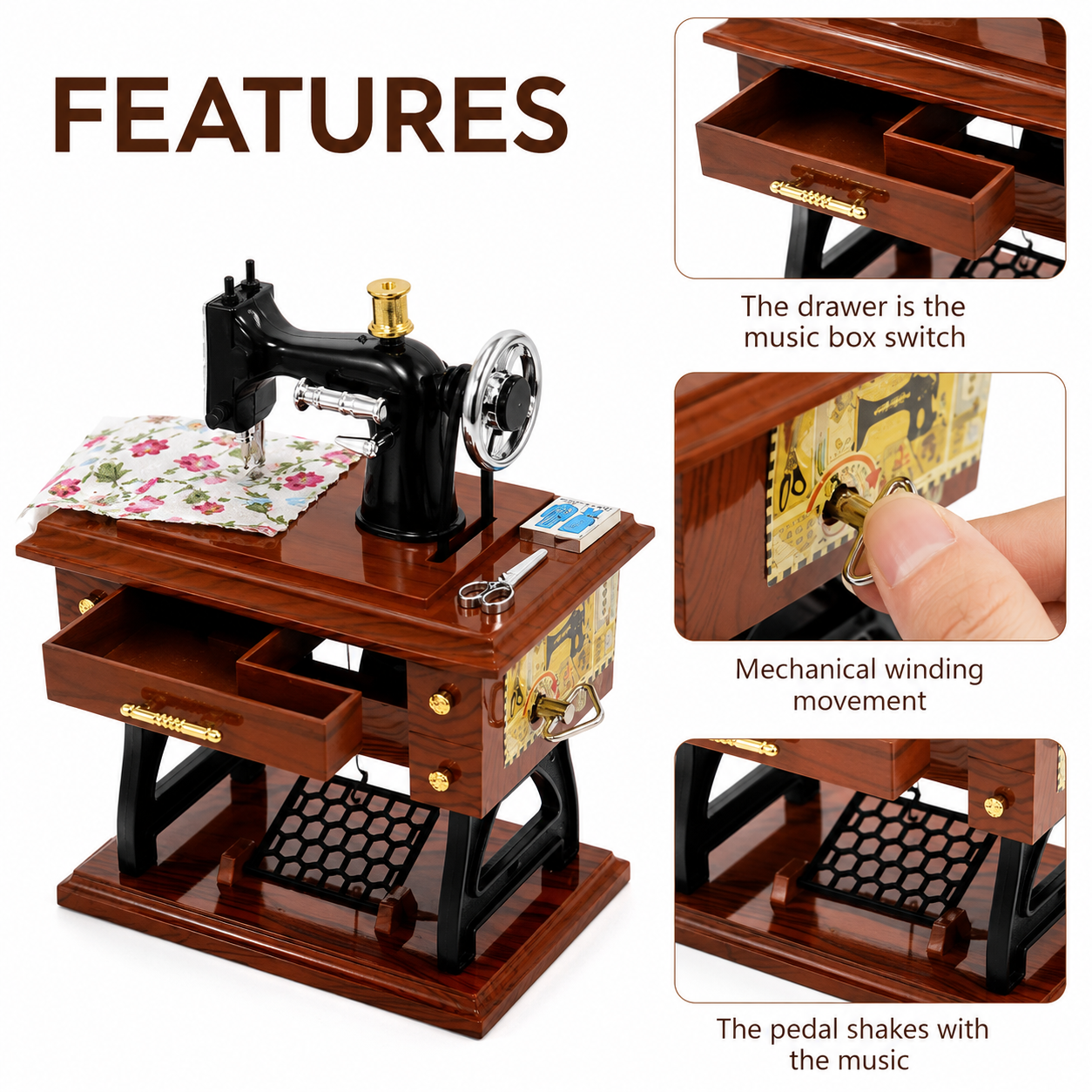 Vintage Mini Sewing Machine Music Box
