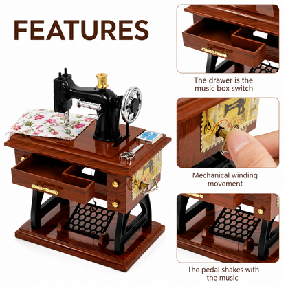 Vintage Mini Sewing Machine Music Box