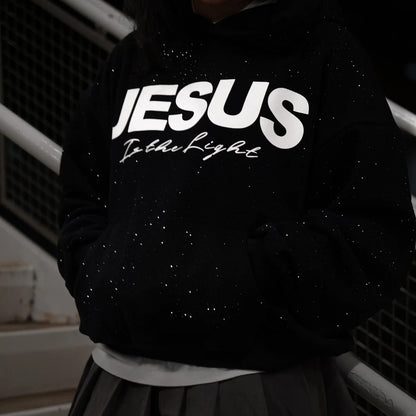 "Jesus Is The Light" Rhinestone Hoodie