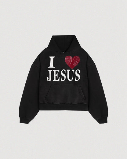 "I LOVE JESUS" SUN-FADED HOODIE