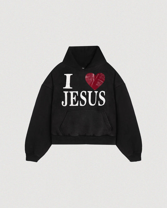 "I LOVE JESUS" SUN-FADED HOODIE
