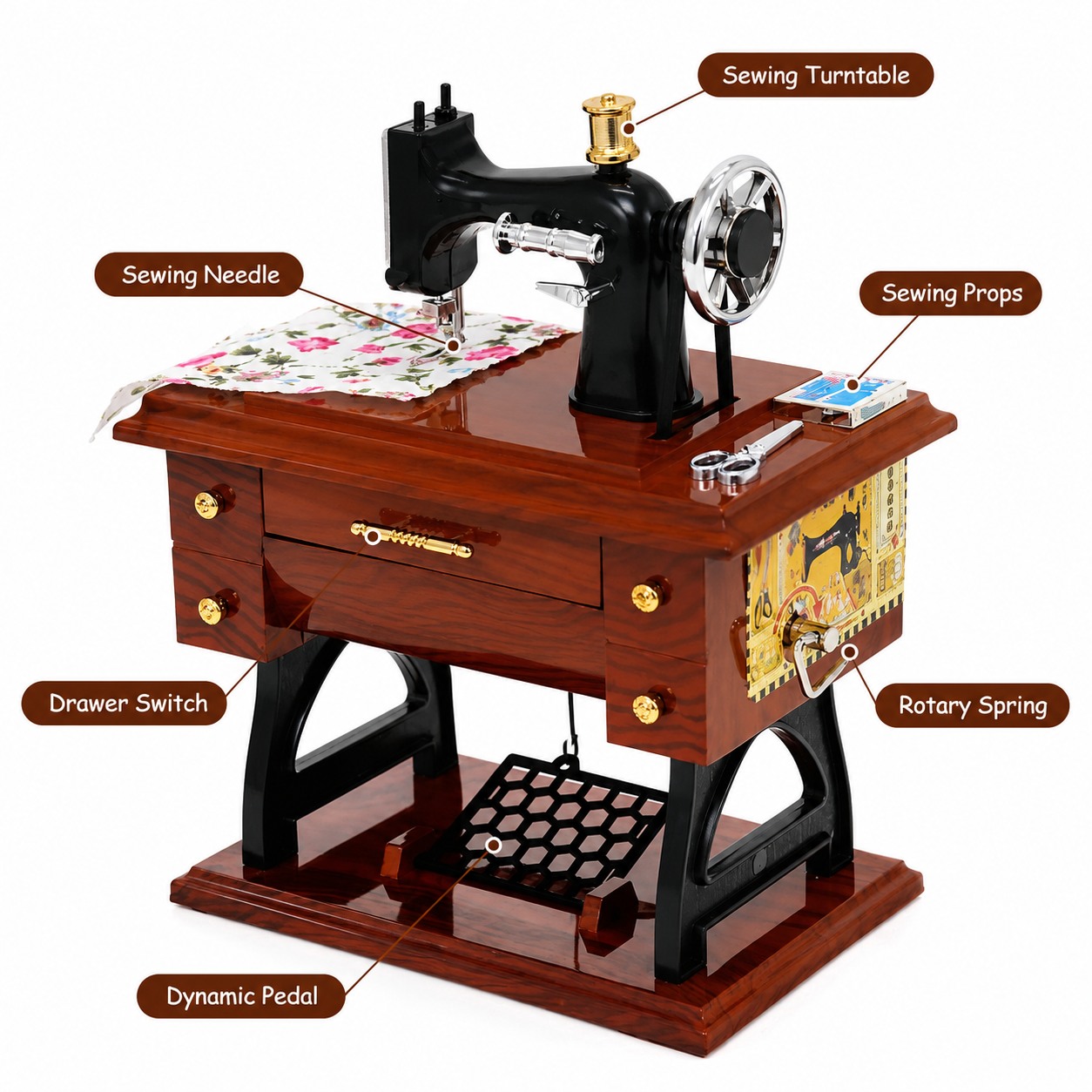 Vintage Mini Sewing Machine Music Box